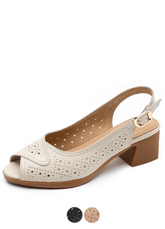 Lucia Women's Leather Hollow Sandals