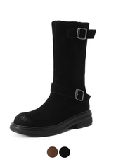 Luvy Women's Mid Calf High Round Toe Boots