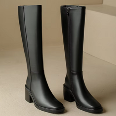 Malena Women's Leather Tall High Black Boots