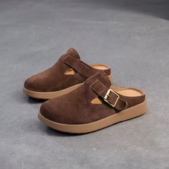 Nela Women's Leather Soft Sole Flat Slippers