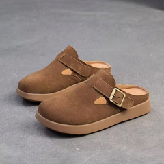 Nela Women's Leather Soft Sole Flat Slippers