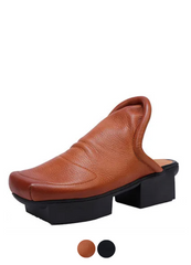 Nina Women's Leather Middle Square Toe Clogs