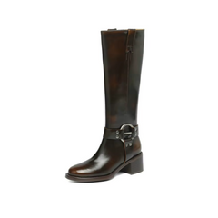 Olei Women's Knee-High Round Toe Western Boots