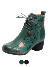 Oliva Women's Leather Printed Ankle Boots