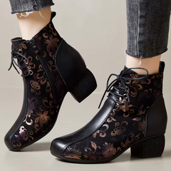 Oliva Women's Leather Printed Ankle Boots