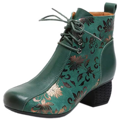 Oliva Women's Leather Printed Ankle Boots