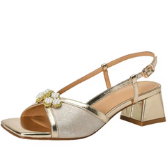 Peniche Women's Square Heel Leather Luxury Sandals