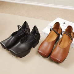 Ramira Women's Versatile Genuine Leather Middle Heel Pumps