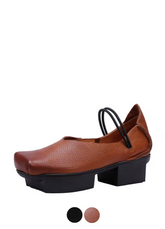 Ramira Women's Versatile Genuine Leather Middle Heel Pumps