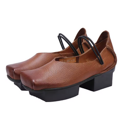 Ramira Women's Versatile Genuine Leather Middle Heel Pumps