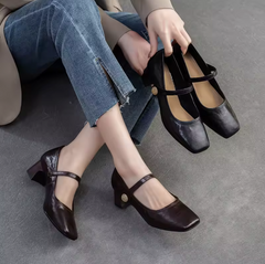 Rosa Women's Square Toe Leather Pumps