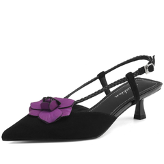 Scarlet Women's Leather Pointed Toe Flower Dress Sandals