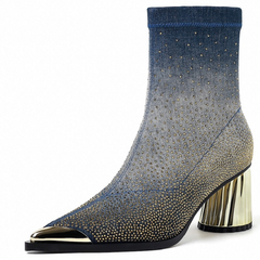 Showly Women's Luxury Rhinestones Pointy Toe Boots