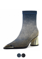 Showly Women's Luxury Rhinestones Pointy Toe Boots