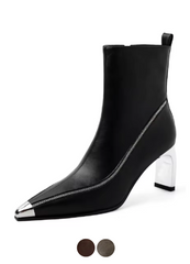 Sonia Leather Pointed Toe Zipper Ankle Boots