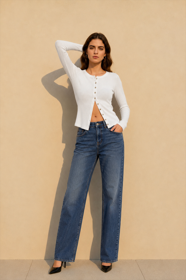 Slim Long Sleeve Ribbed Cardigan
