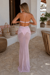 Solid Long Skirt Three Piece Swimsuit