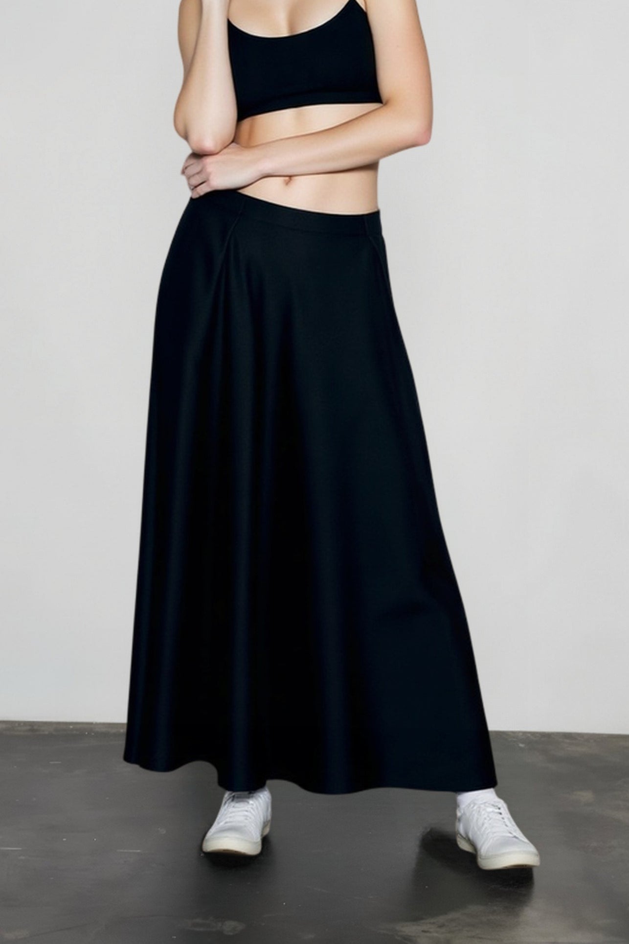 Satin High Waist Circle Maxi Skirt