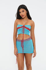 Tie Front Crop Top & Knitted Skirt Set