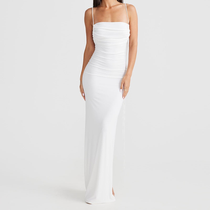Textured Jersey Open Back Maxi Dress