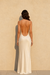 Open Back Satin Maxi Dress