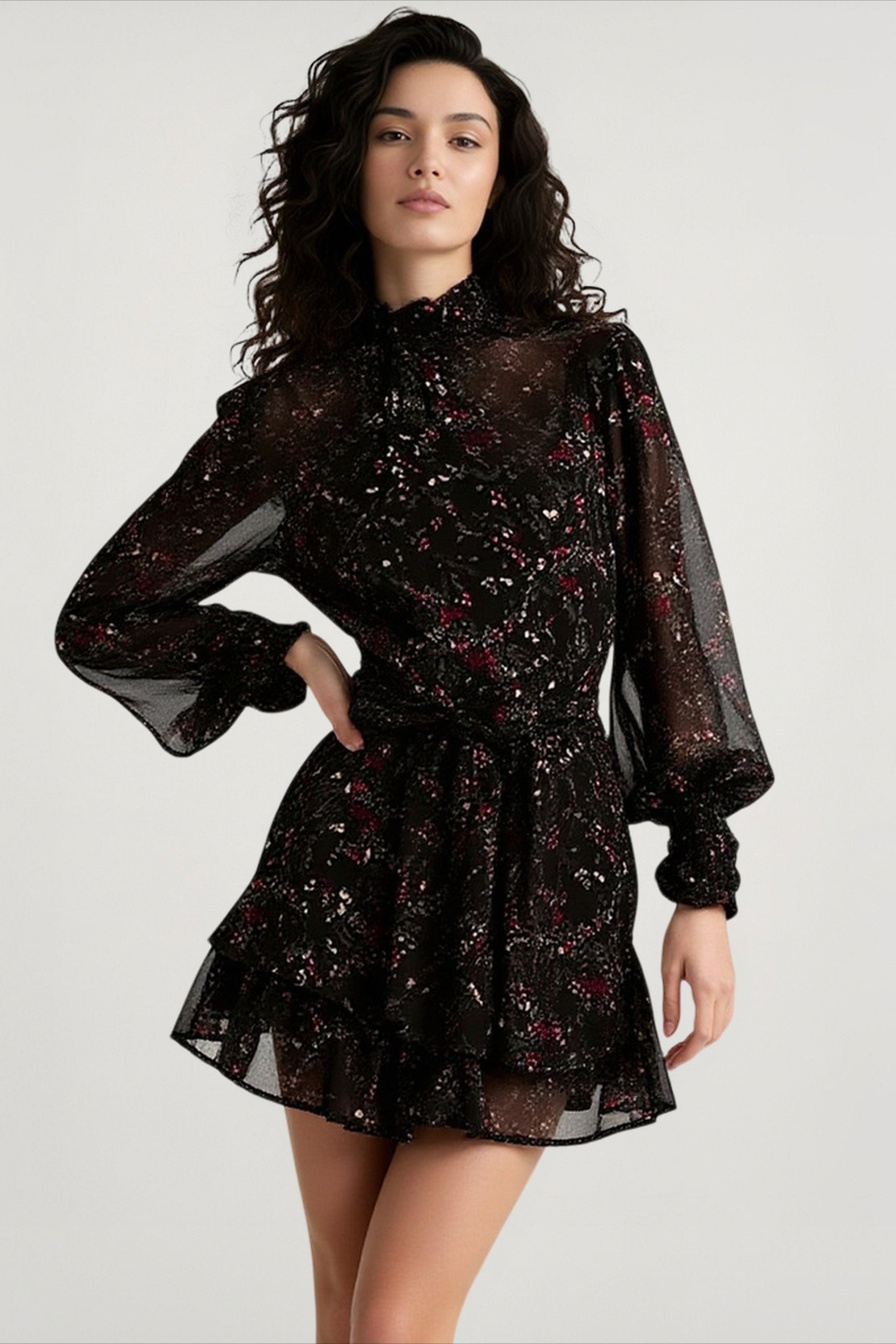 Spring Vintage Perspective Floral Print Dress