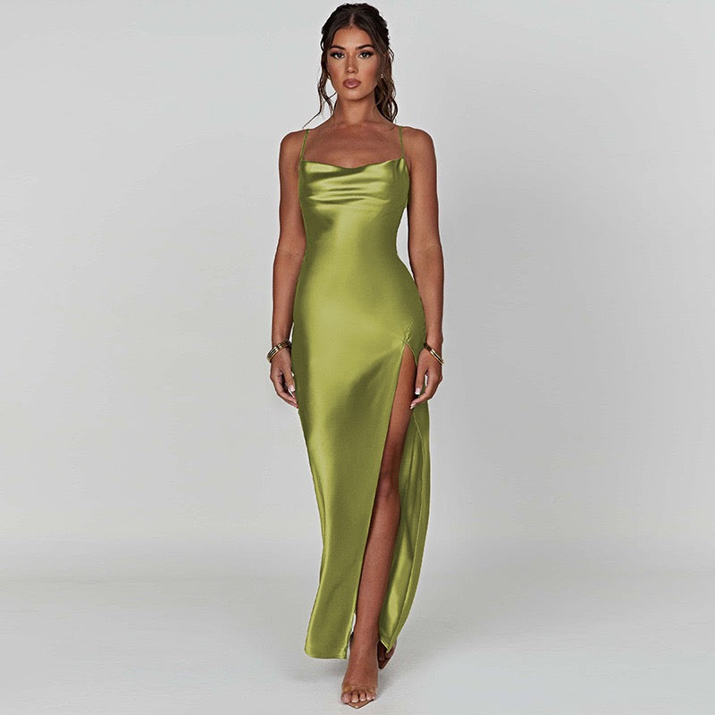 Textured Jersey Open Back Maxi Dress