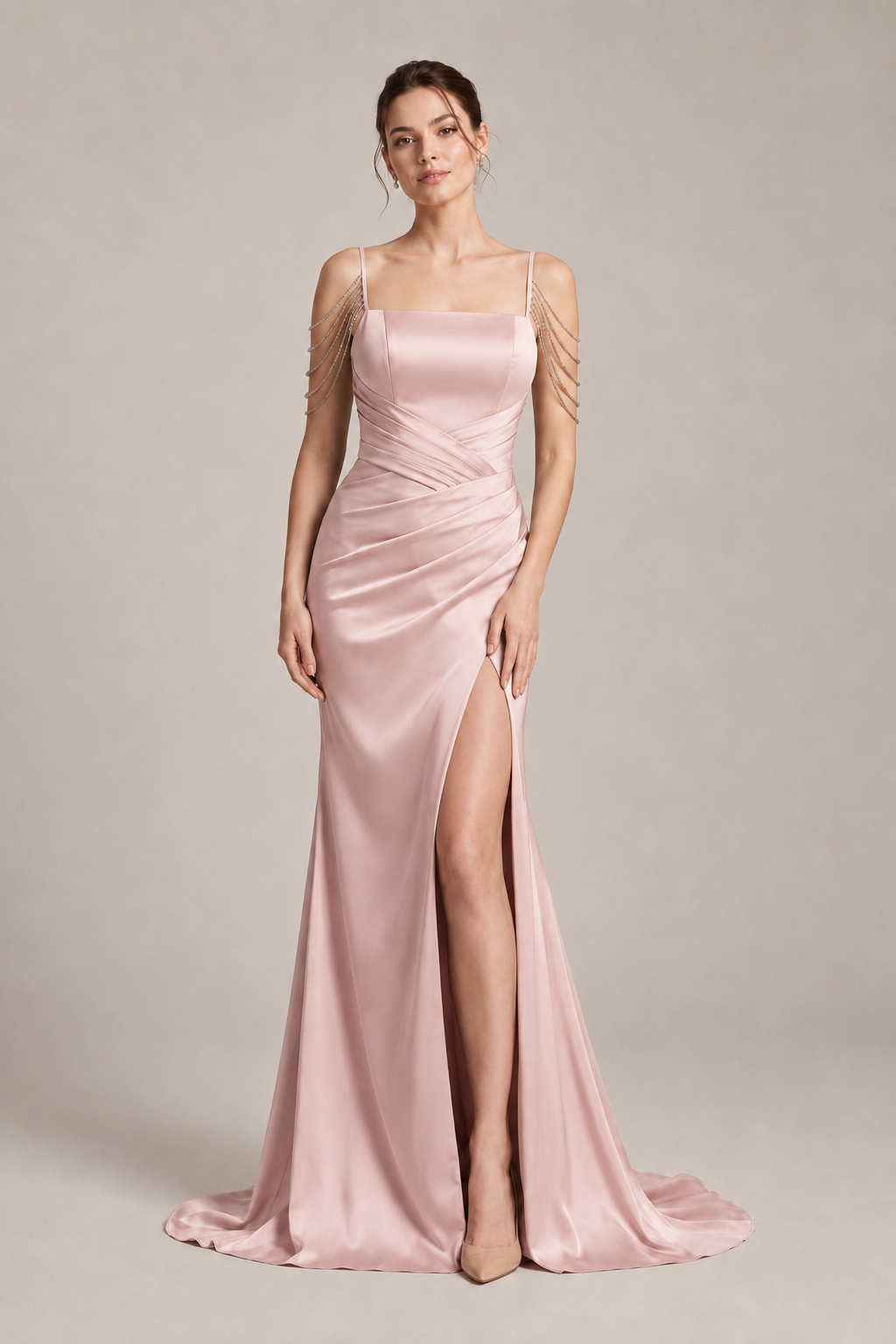 Satin Spaghetti Strap Mermaid Party Dress