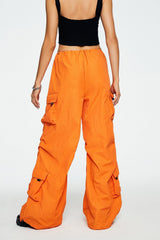 High Waist Pocket Patched Oversize Parachute Pants