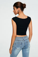 Sweetheart Solid Ribbed Sleeveless Crop Top