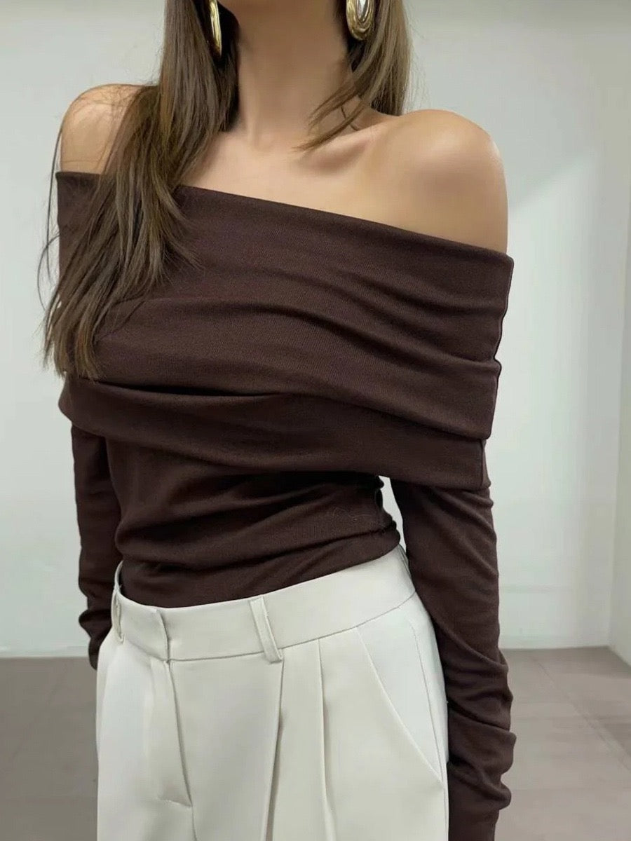 Wool-Blend Elegant Ruched Slim Sweater