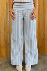 Striped Halter Cami Wide Leg Pants Two Piece Set