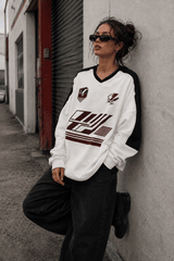 Collegiate Color-Blocked Long Sleeve Crew Neck Relaxed Sweatshirt