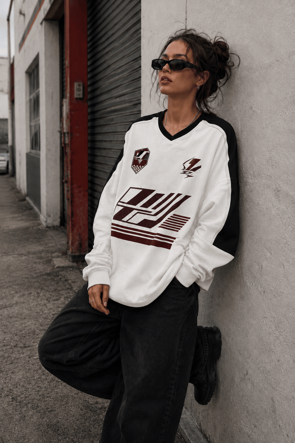 Collegiate Color-Blocked Long Sleeve Crew Neck Relaxed Sweatshirt