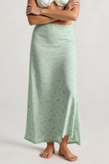 Floral Satin A-Line Midi Skirt