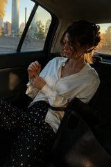 Elegant Polka Dot Straight Leg Pants
