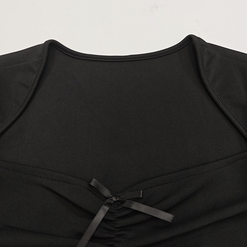 Long Sleeve Ruched Modal Cashmere Blend Mini Dress