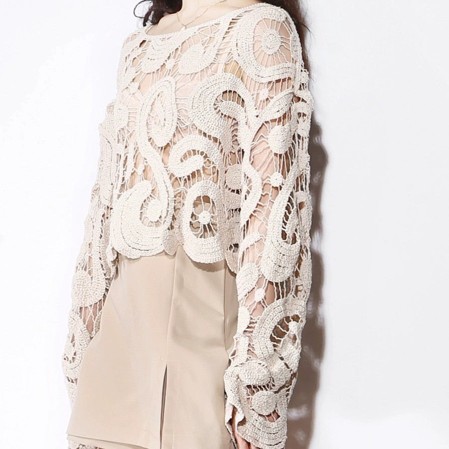Island Mood Crochet Cover Up Top