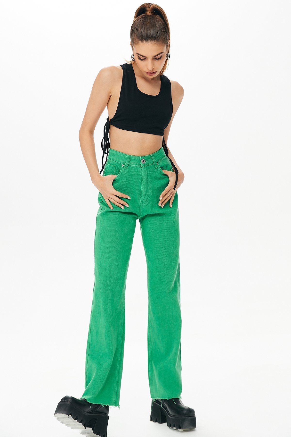 Tie Side Solid Sleeveless Tank Top
