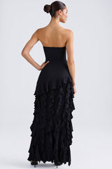 Ruffle-Trim Strapless Gown