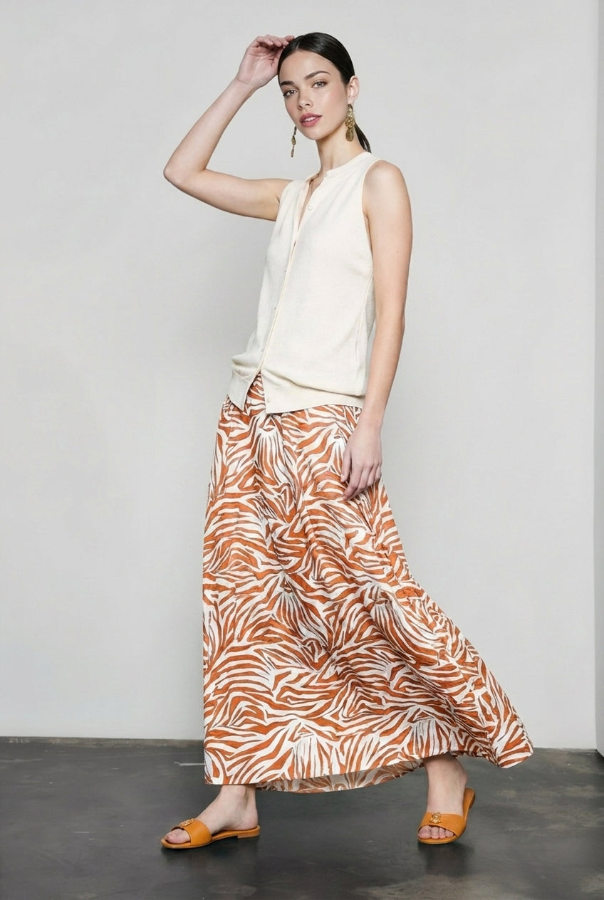 Elegant Zebra Print Umbrella Vacation Skirt