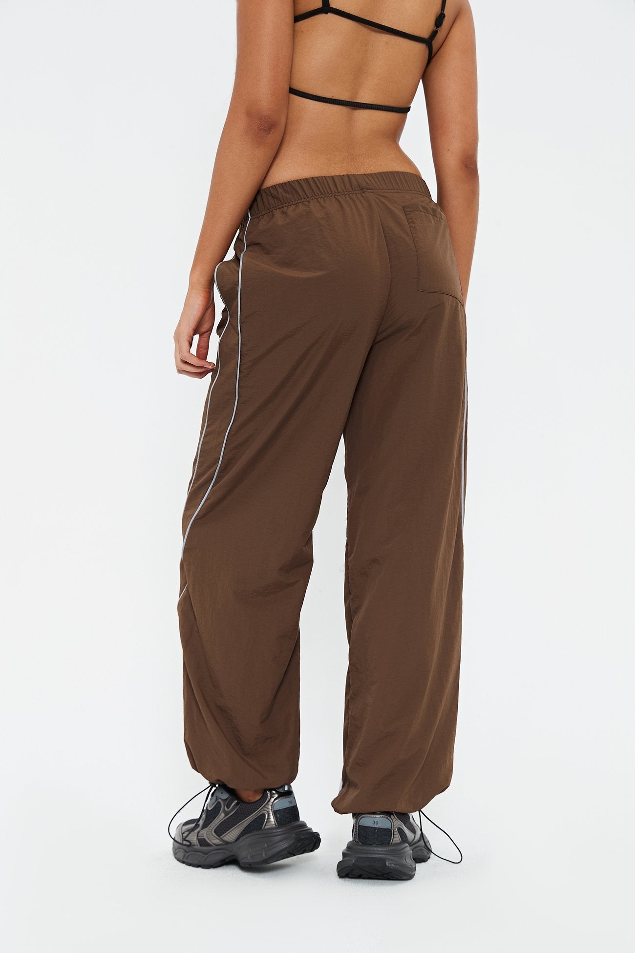 Reflective Trim Dual Pocket Drawstring Hem Cargo Pants