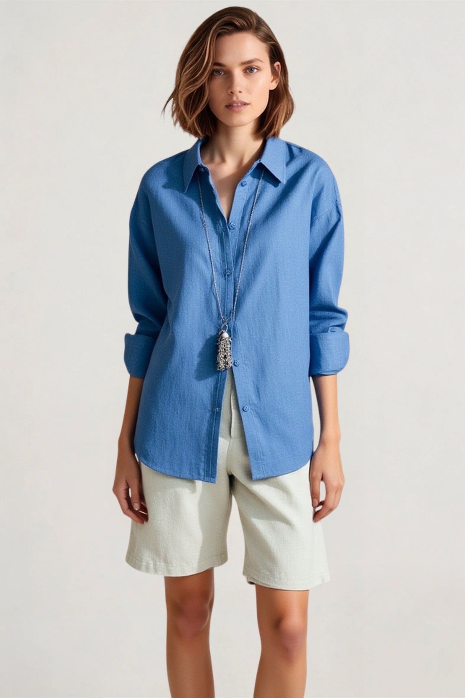 Linen Lightweight Button Down Blouse