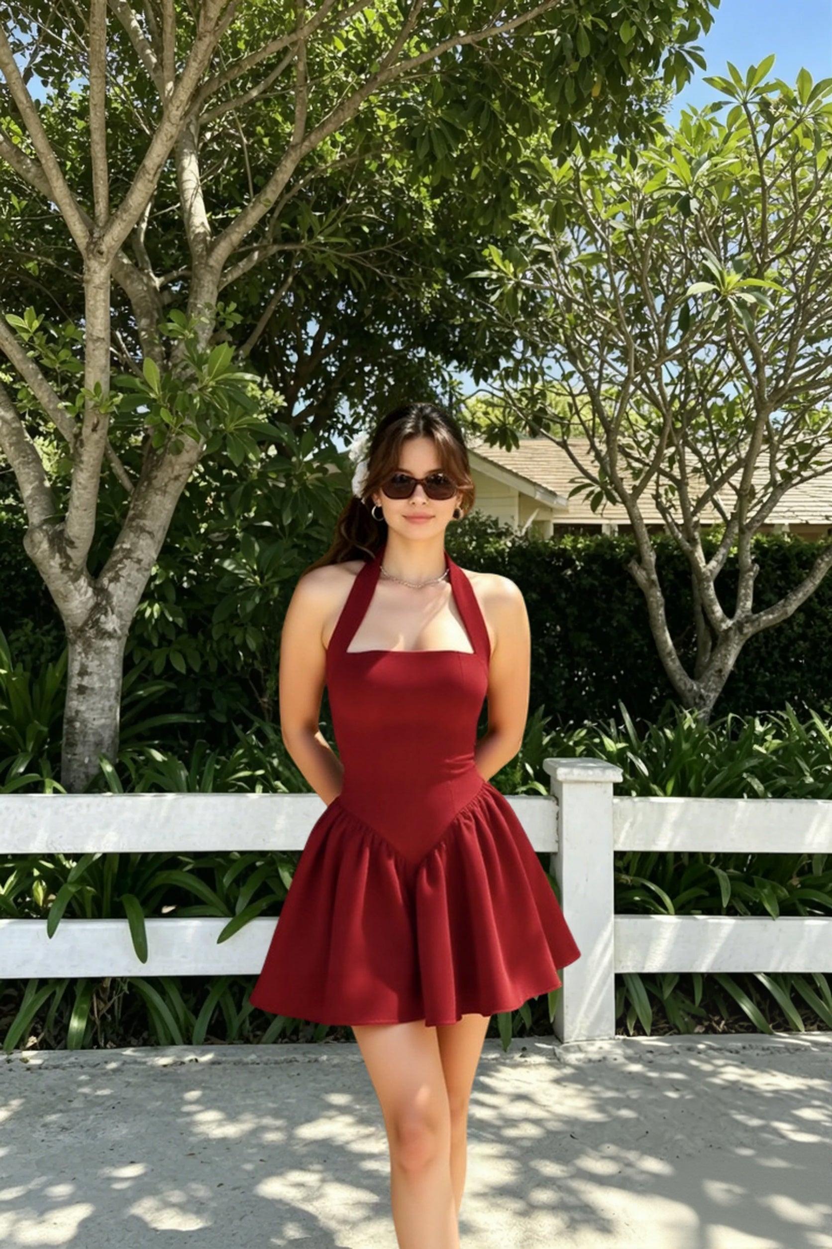 Low-Back Ruffle Mini Party Dress