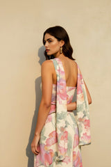 Satin Backless Strapless Print Vacation Dress