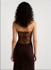 Solid Lace Panel Bodycon Formal Dress