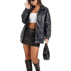 Goldsmith Faux Leather Bomber Jacket Black