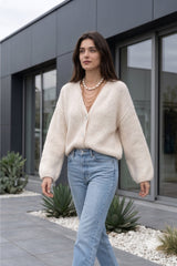 Elegant Solid Single Breasted Knit Cardigan