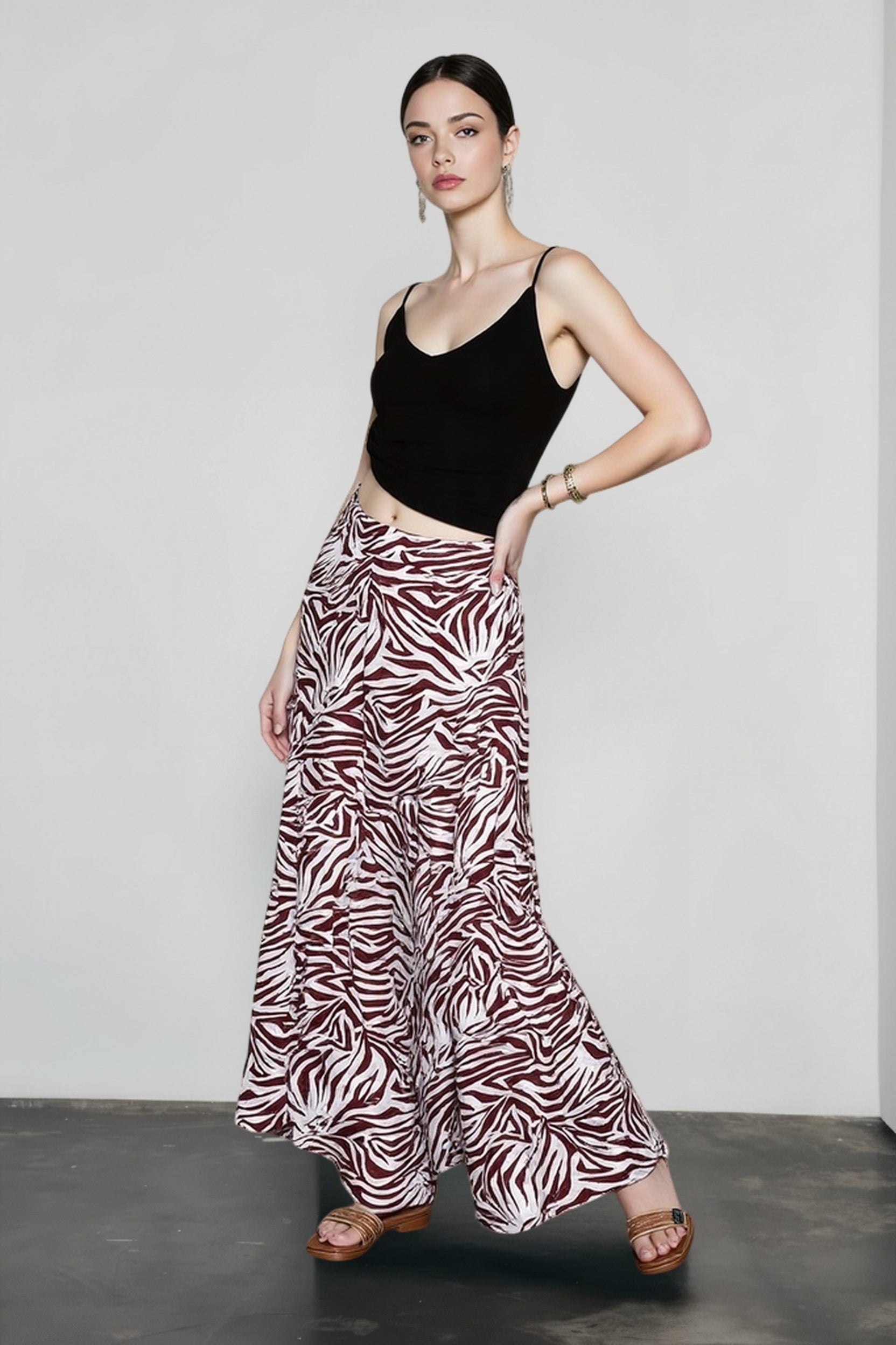 Elegant Zebra Print Umbrella Vacation Skirt