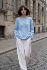 Cotton Pullover Open-Back Loose Sexy Knit Top